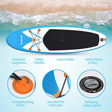 Load image into Gallery viewer, Rumlad Inflatable Stand Up Paddle Board 4 Inches Thick with One-Way Sup Dedicated Pump&amp;Backpack,Adjustable Special Pulp,Simple Foot Rope,Waterproof Cell Phone Bag,Youth &amp; Adult,Blue
