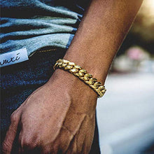 Load image into Gallery viewer, TOPGRILLZ Hip Hop14K Gold Plated Finished Miami Cuban Link Bracelet with Iced Out Simulated Lab Diamond Clasp for Men Women
