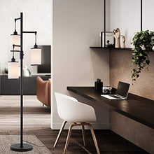 Load image into Gallery viewer, Airposta Industrial Floor Lamp with [ On/Off Dimmable Switch ], 3-Head Farmhouse Linen Tree Standing Lamp, 40W Rustic Torchiere Floor Lamp Light for Living Room, Reading, Office, Bedroom
