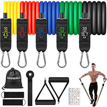 Load image into Gallery viewer, VANWALK Resistance Bands Set 11 PCS Gym Equipment Workout Bands for Home with Handles Ankle Straps Carry Bag Stackable Fitness Exercise Bands for Women Men Training, Home Workouts
