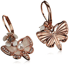 Load image into Gallery viewer, Betsey Johnson Rose Gold Butterfly Drop Earring
