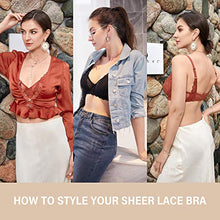 Load image into Gallery viewer, DOBREVA Women's Lace Sheer Mesh Bra Minimizer Sexy Plus Size Bralette Underwire Pumpkin 32A
