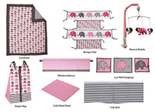 Load image into Gallery viewer, Bacati - Elephants Pink/Grey 10-Piece Nursery in a Bag Girls Baby Nursery Crib Bedding Set with Bumper Pad
