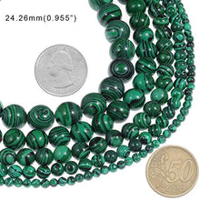 Load image into Gallery viewer, Natural Stone Beads 8mm Malachite Gemstone Round Loose Beads Crystal Energy Stone Healing Power for Jewelry Making DIY,1 Strand 15"
