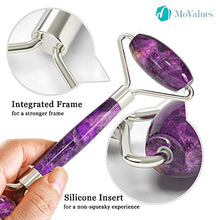 Load image into Gallery viewer, Authentic Amethyst Roller and Gua Sha Set - Jade Roller for Face - Face Roller: 100% Real Natural Amethyst - Face Massager, Facial Roller for Skin, Eyes, Neck - Authentic, Durable, Natural, No Squeaks
