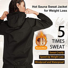 Load image into Gallery viewer, Junlan Sauna Suit for Women Sweat Sauna Pants Weight Loss Jacket Gym Workout Vest Sweat Suits for Women (Black Jacket, XX-Large)
