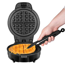 Load image into Gallery viewer, Chefman Anti-Overflow Belgian Waffle Maker w/ Shade Selector, Temperature Control, Mess Free Moat, Round Iron w/ Nonstick Plates &amp; Cool Touch Handle, Measuring Cup Included, Black
