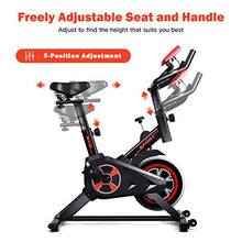 Load image into Gallery viewer, Goplus Adjustable Exercise Bike, Indoor Cycling Stationary Bike with Heart Rate Sensors, LCD Display, Silent belt, 5-Position Adjustable Saddle for Home Cardio Gym Workout (Black)
