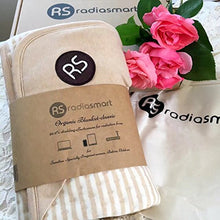 Load image into Gallery viewer, Radia Smart 5G Anti-Radiation, EMF Protection Baby Blanket, Pregnancy Belly Shielding, Organic Cotton, Cream, 35”x30"
