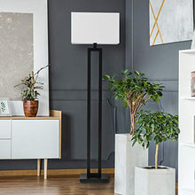 Load image into Gallery viewer, Globe Electric 67046 D'Alessio 58" Floor Lamp, Matte Black, White Linen Shade, On/Off Socket Rotary Switch
