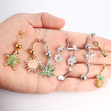 Load image into Gallery viewer, YADOCA 10 Pcs 14G Dangle Belly Button Rings for Women Stainless Steel Cute Navel Rings Body Piercing Jewelry Set
