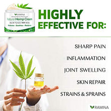 Load image into Gallery viewer, Ramina Natural Hemp Extract Pain Relief Cream - Made in USA - Potent Turmeric, MSM &amp; Arnica - Relieves Inflammation, Muscle, Joint, Back, Knee, Nerves &amp; Arthritis Pain - Non-GMO - 2 fl. oz
