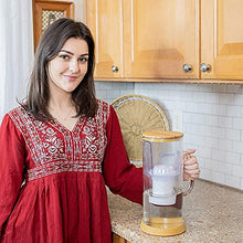 Load image into Gallery viewer, Pitcher of Life - Glass Alkaline Water Filter Pitcher with Bamboo Lid Stainless Steel Underside - Super Alkaline Water Filter Pitcher - Premium Water Purifier and Alkalizer - by LIFE IONIZER

