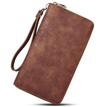 Load image into Gallery viewer, CLUCI Wallet Women Large Capacity Leather Designer Zipper Around Card Ladies Phone Clutch Wristlet Billfolds Two-tone Brown
