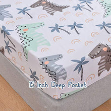 Load image into Gallery viewer, JSD Dinosaur Kids Printed Sheet Set Full Size, 4 Piece Brushed Microfiber Bed Sheets for Boys, 15" Deep Pocket White
