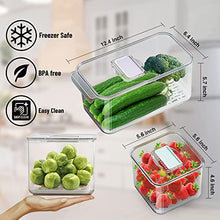 Load image into Gallery viewer, WAVELUX Produce Saver Containers for Refrigerator, Food Fruit Vegetables storage, 3 Pcs Stackable Freezer Fridge Organizer, Fresh Keeper Drawer Bin Basket with Vented Lids &amp; Removable Drain Tray
