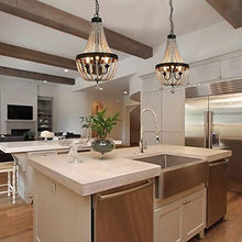 Load image into Gallery viewer, ANKARL Wood Beaded Chandelier Ceiling Pendant 3-Light Fixture Wooden Bead and Metal Chandeliers Hanging Lighting Home Decor Lamp for Bedrooms, Kitchen,Bathroom, Living Room
