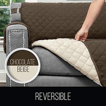Load image into Gallery viewer, Sofa Shield Original Patent Pending Reversible Large Sofa Protector for Seat Width up to 70 Inch, Furniture Slipcover, 2 Inch Strap, Couch Slip Cover Throw for Pets, Dogs, Cats, Sofa, Chocolate Beige
