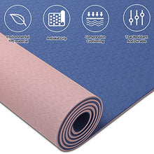 Load image into Gallery viewer, WWWW Yoga Mat Eco Friendly TPE Non Slip Yoga Mats by SGS Certified with Carrying Strap,72"x24" Extra Thick 1/4" for Yoga Pilates Fitness Exercise Mat
