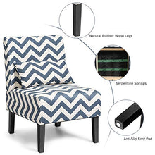 Load image into Gallery viewer, Giantex Set of 2 Armless Accent Chair w/Back Pillow, Wood Legs, Soft Sponge, Upholstered Fabric Accent Side Chair, Living Room Chair for Home, Bedroom, Office (2, Blue/White)
