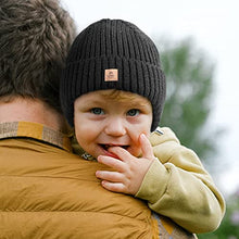 Load image into Gallery viewer, Baby Beanie Fleece Lined Toddler Winter Hat with Ear Flaps Little Girls Boys Warm Hats Cute Beanies for Kids Black
