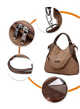 Load image into Gallery viewer, xiaoxiongmao Large Pocket Casual Women's Shoulder Cross body Handbags Canvas Leather Bags Blue
