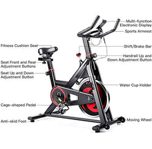 Load image into Gallery viewer, GYMAX Magnetic Exercise Bike, Indoor Stationary Cycling Bike, Noise-free Smooth Exercise Bike with LCD Monitor for Home Gym Cardio Workout (Black &amp; Red)

