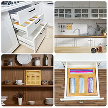 Load image into Gallery viewer, GoHoKi Ziplock Bag Storage Organizer for Kitchen Drawer, Bamboo Food Storage Ziploc Bags Baggie Organizer, Plastic Bag Holder Organizer and Dispenser for Sandwich Gallon Snack Quart Bag
