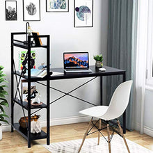 Load image into Gallery viewer, Tangkula Tower Computer Desk with 4 Tier Shelves, Study Writing Table with Storage Bookshelves, Modern Compact Home Office Workstation, 47.5" Tower PC with Steel Frame &amp; Adjustabe Feet Pad
