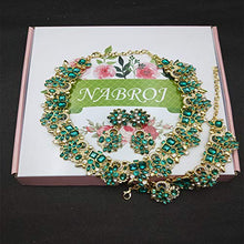 Load image into Gallery viewer, NABROJ Green Rhinestone Choker Necklace for Women Statement Necklace and Earrings Set Party Big Chunky Jewelry Sets- HLN001 Green 3pcs Set
