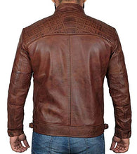 Load image into Gallery viewer, Blingsoul Slim Fit Biker Leather Jacket Men | [1100084] Johnson Real Brown, L
