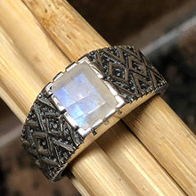 Load image into Gallery viewer, Natural Rainbow Moonstone 925 Solid Sterling Silver Men's Ring Size 8, 9, 10, 11, 12, 13
