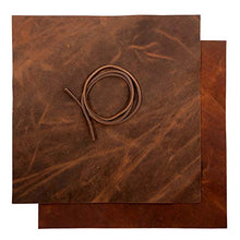 Load image into Gallery viewer, Real Leather Fabric Leather Sheets for Leather Earrings, Leather Wallet &amp; Crafts – Genuine Full Grain Buffalo Leather, Not Faux Leather Sheets – Dark &amp; Russet Brown (2 Sheets + Leather Cord)

