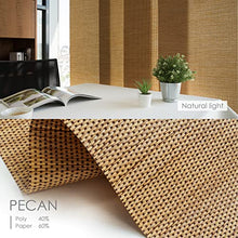Load image into Gallery viewer, GoDear Design Deluxe Adjustable Sliding Panel Track Blind 45.8"- 86" W x Up to 96" H, Extendable 4-Rail Track Vertical Blind for Slider Windows and Doors, Trimmable Natural Woven Fabric, Pecan
