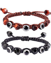 Load image into Gallery viewer, Lightock Evil Eye Bracelet Obsidian Amulet Essential Oil Diffuse Friendship Gifts Couples Bracelets for Women Men (2pcs)

