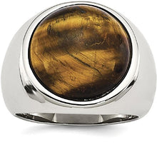 Load image into Gallery viewer, ICE CARATS Stainless Steel Tigers Eye Band Ring Size 10.00 Man Fashion Jewelry for Dad Mens Gifts for Him

