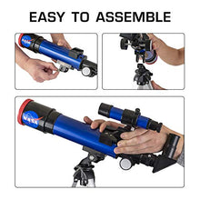 Load image into Gallery viewer, NASA Lunar Telescope for Kids – Capable of 90x Magnification, Includes Two Eyepieces, Tabletop Tripod, Finder Scope, and Full-Color Learning Guide, The Perfect STEM Gift for a Young Astronomer

