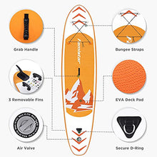 Load image into Gallery viewer, 10’10”x30”x6”, 308lbs Capacity, All-around Inflatable Stand Up Paddle Board - Stable, Versatile, Durable and Lightweight SUP for All Skill Levels, Paddleboard Accessories &amp; Carry Bag Included (Orange)
