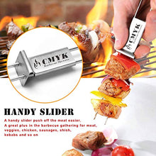 Load image into Gallery viewer, CMYK Barbecue Skewers, 6-Pack 13" Stainless Steel Grilling Skewers with Slider, Reusable Metal BBQ Shish Kebab Skewer Sticks
