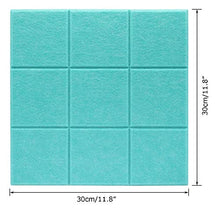Load image into Gallery viewer, Large Bulletin Board Each 11.8" x 11.8" Omitfu 6 Pcs Felt Pin Board Tiles Used as Vision or Message Memo Notice Board with 3M Adhesive and A Box of Pushpins(White+Turquoise)
