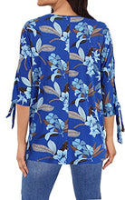 Load image into Gallery viewer, Texsong Women's Casual 3/4 Sleeve Floral Print Bow Tie Tuinic Blouse Top,L
