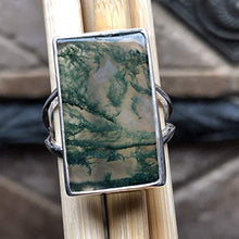 Load image into Gallery viewer, Natural Green Moss Agate 925 Solid Sterling Silver Ring Size 8.75
