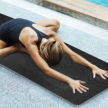 Load image into Gallery viewer, TOMSHOO 1/4In Yoga Mat, Non-Slip Texture Pro Yoga Mat Eco Friendly Exercise Mat Pad with Carrying Strap and Mesh Bag for Home Gym Fitness Workout Pilates Black+Grey
