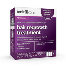 Load image into Gallery viewer, Amazon Basic Care Hair Regrowth Treatment For Women, Minoxidil Topical Solution, 2%, 6 Fluid Ounces
