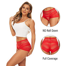 Load image into Gallery viewer, YINLANG Women's Lace Underwear High Waisted Sexy Boy Short Panties Hipster Briefs 4 Pack
