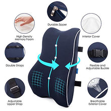 Load image into Gallery viewer, Lumbar Support Back Pillow for Office Chair Car Ergonomic Memory Foam Back Cushion for Back Pain Relief Orthopedic Backrest for Computer/Gaming Chair, Wheelchair, Recliner - Double Adjustable Straps

