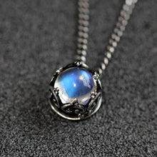 Load image into Gallery viewer, Luna Azure Vintage Style Sterling Silver 925 Moonstone Crown Pendant Necklace 18" Women girls Christmas gift present Jewelry

