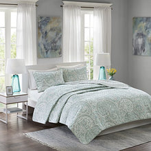 Load image into Gallery viewer, Comfort Spaces Paisley Design, Double Sided Quilting All Season, Lightweight, Coverlet Bedspread Bedding Set, Matching Shams, King/California King (104 in x 90 in), Kashmir, Blue/Grey
