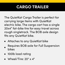 Load image into Gallery viewer, QuietKat 20QKCTSW Rear Cargo Trailer, Single Track FatTire Off Road, 14”x 24” Storage
