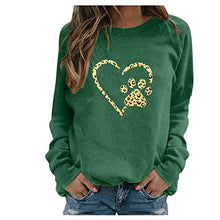 Load image into Gallery viewer, Dosoop Womens Dog Paw Print Heart Graphic Shirts Long Sleeve Dog Mom Tunic Tops Casual Sweatshirts Blouse Pullover
